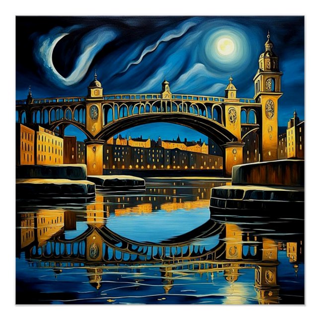 Poster Pont sous le clair de lune 2 (Devant)
