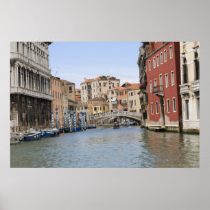 Poster Pont sur un canal, Grand Canal, Venise, Italie