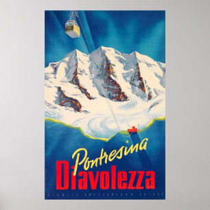 Poster Pontresina Diavolezza Suisse Vintage voyage