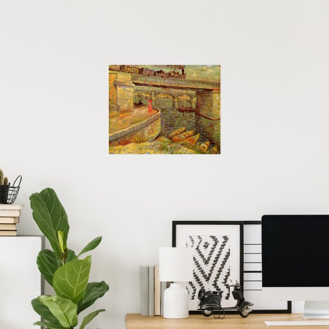 Poster Ponts sur la Seine, Asnières par Vincent van Gogh (Bureau à domicile)