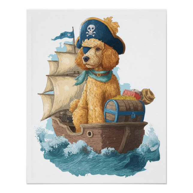 Poster Poodle Pirate � Drôle de chien de mer (Devant)