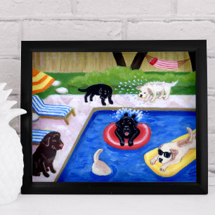 Poster Pool Party Labradors (nouveau)