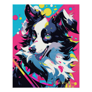 Poster Pop Art Anime Border Collie Dog 004 - Victoria Sas
