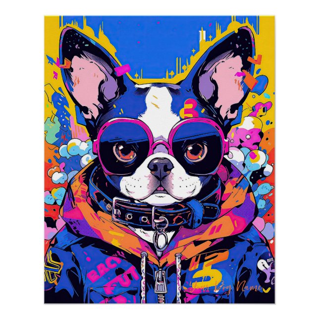 Poster Pop Art Anime French Bulldog 004 - Victoria Sasuke (Devant)
