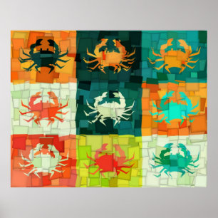 Poster Pop Art Crab Cubism