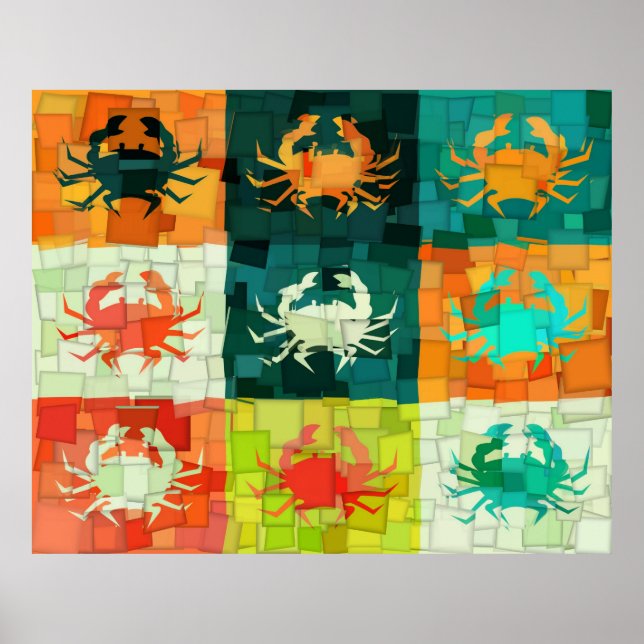 Poster Pop Art Crab Cubism (Devant)