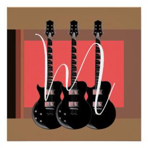 Poster Pop Art Electric Guitare Monogramme initial