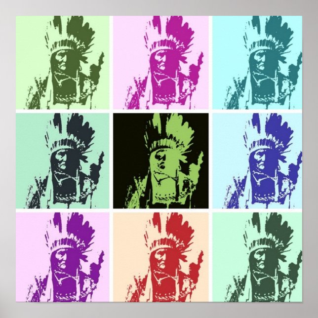 Poster Pop Art Geronimo - Freedom Warrior Indien (Devant)