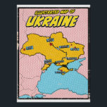 Poster Pop Art Illustré Ukraine<br><div class="desc">Pop Art Illustrait l'Ukraine dans un beau style usé.</div>