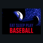 Poster Pop Art Mange Sommeil Jouer Baseball<br><div class="desc">Oeuvres De Jeu Américaines Populaires - Sports Populaires - Baseball Game Ball Image.</div>