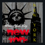 Poster Pop Art New York City Manhattan Statue de la Liber<br><div class="desc">OEuvre numérique de style pop art contemporain - Statue de la Liberté,  gratte-ciel Poster d'art</div>