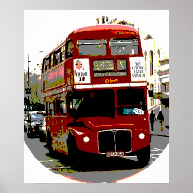 Poster Pop Art Red London Bus (Devant)
