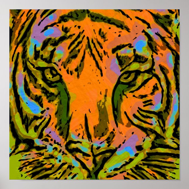 Poster Pop Art TIGER HEAD + votre backgr. & idées (Devant)