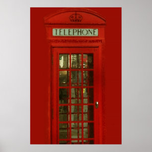 Poster Pop Art Vintage London City Boîte téléphonique rou