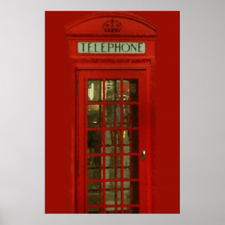 Poster Pop Art Vintage London City Boîte téléphonique rou