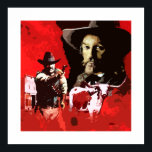 Poster Pop Art Western Retro<br><div class="desc">Cette affiche est réalisée à partir d'une reproduction médiatique mixte d'une illustration originale de Michael Thomas www.mictomart.com</div>