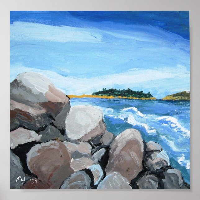 Poster Popham Beach roches imprimé, A.H. '09 (Devant)