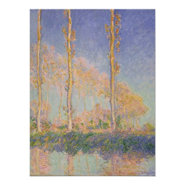 Poster Poplars, impressionist landscape, Claude Monet (Devant)