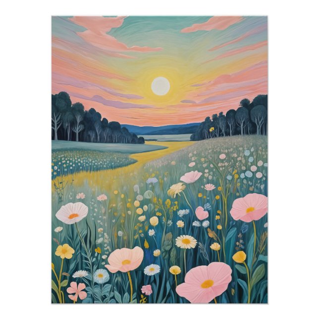 Poster Poppies du coucher de soleil (Devant)