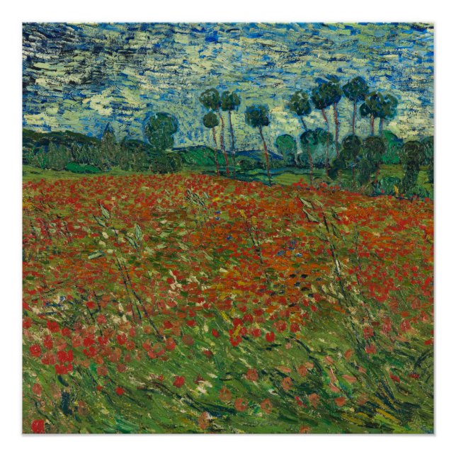 Poster Poppy field by Vincent van Gogh Fine Art (Devant)