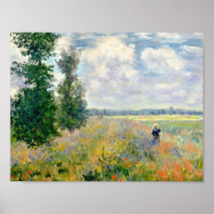 Poster Poppy Fields near Argenteuil by Claude Monet