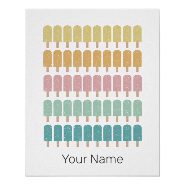 Poster Popsicles Crème de glace Vintage Conception d'été  (Devant)