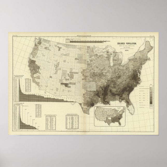 Poster population codée en couleur par comté (Devant)