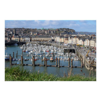Poster Port de Dieppe, Normandie, France,