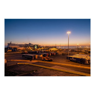 Poster Port de Hull Photo Maritime Industriel au Coucher