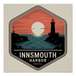 Poster Port d'Innsmouth – Badge de Voyage Vintage