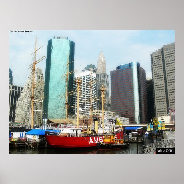 Poster Port maritime de South Street, New York (Devant)