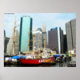 Poster Port maritime du sud de rue, NYC