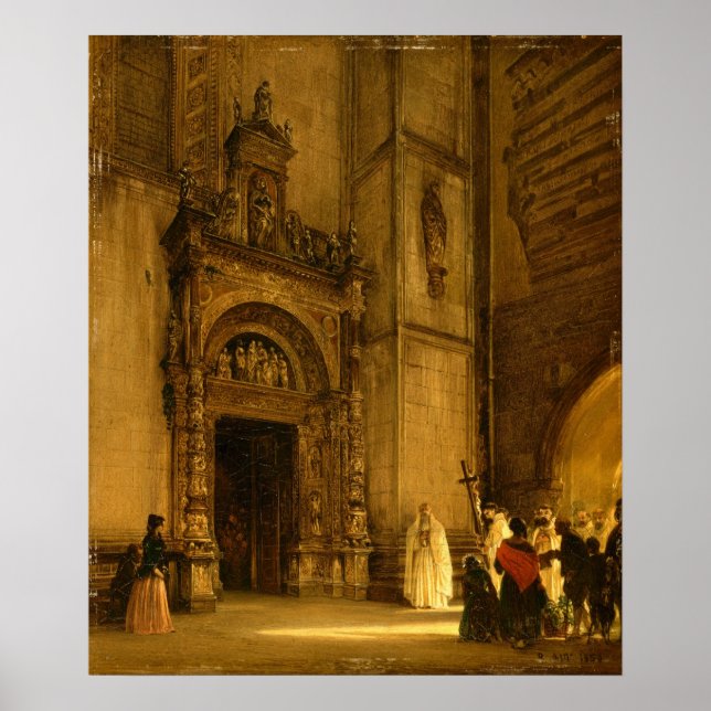Poster Portail latéral de la cathédrale de Côme, 1850 (Devant)