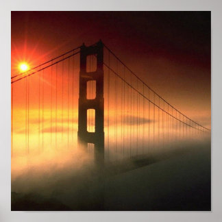 Poster Porte d'or recouverte de brouillard