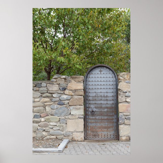 Poster Porte métallique et mur (Devant)