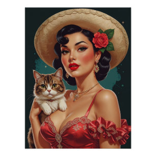 Poster Porte-monnaie mexicaine tenant Cute Cat