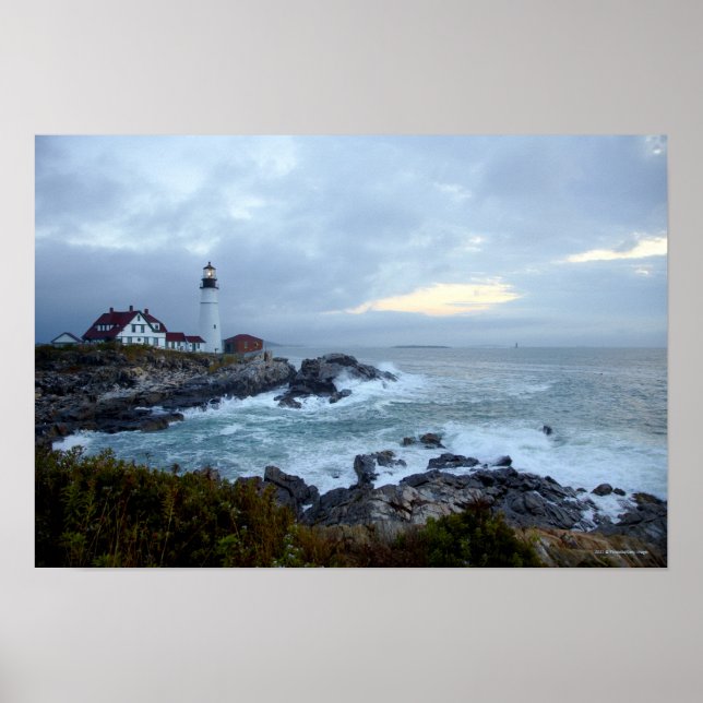 Poster Portland Head Lighthouse à Sunrise (Devant)