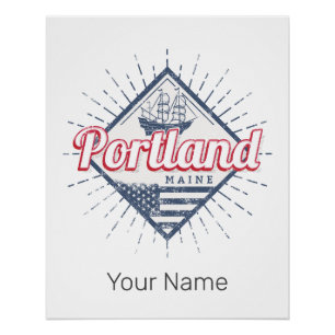Poster Portland Maine City États-Unis Vintage USA