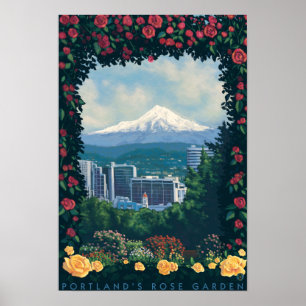 Poster Portland, OregonRose Garden Scene