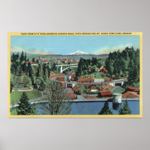Poster Portland, OU - vue de parc de ville