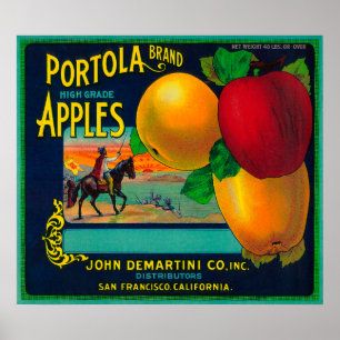 Poster Portola Apple Étiquette Crate