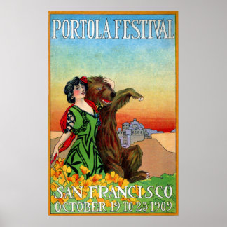 Poster Portola Festival dame avec ours
