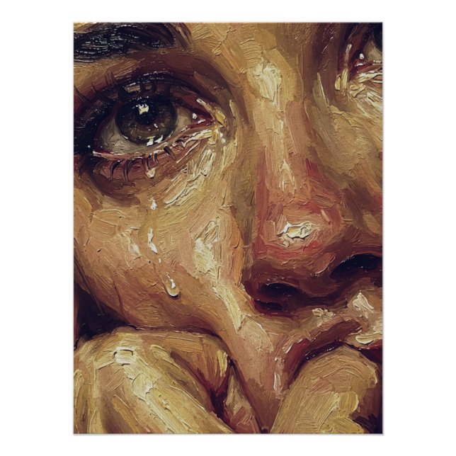 Poster Portrait à l'huile en pleurs — Émotion Texturée (Devant)