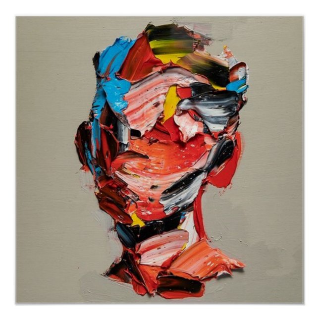 Poster portrait, abstraction, aquarelle, art (Devant)