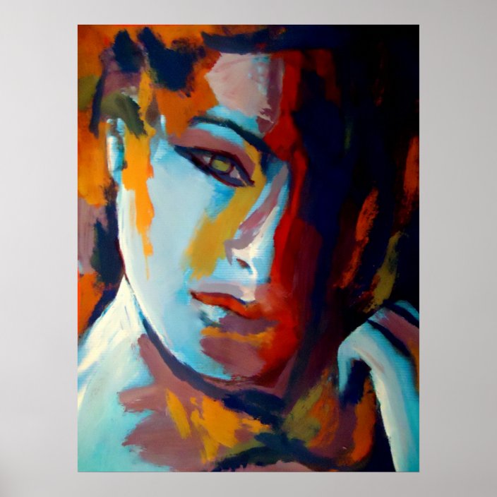 Poster Portrait  abstrait  d une peinture de femme  l art 