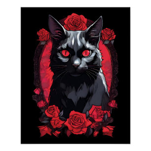 Poster Portrait animal gothique Chat noir