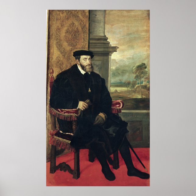 Poster Portrait assis de l'empereur Charles V 1548 (Devant)