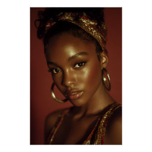 Poster Portrait au headwrap de beauté à la mélanine de l'