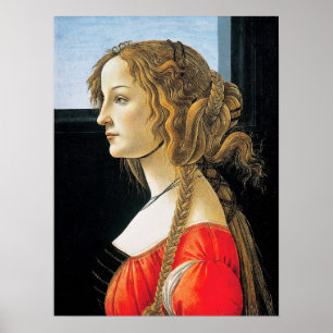 Poster Portrait Botticelli d'une jeune femme