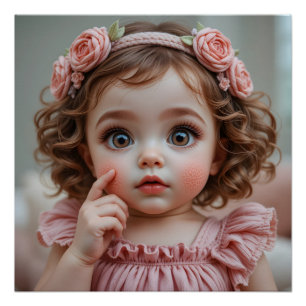 Poster Portrait brodé pour bébé